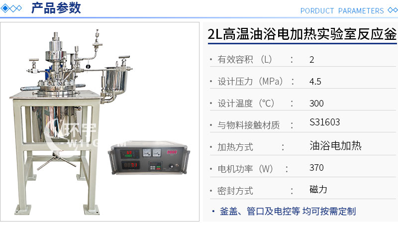 2L油浴電加熱實驗室反應釜